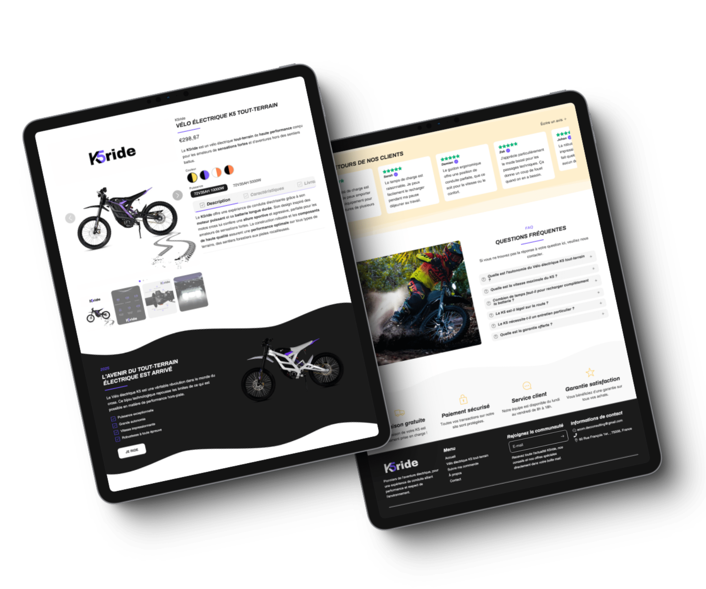 Mockup du site k5 ride